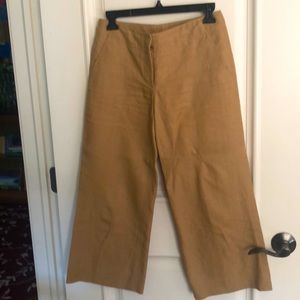 DKNY flared and cropped linen slacks